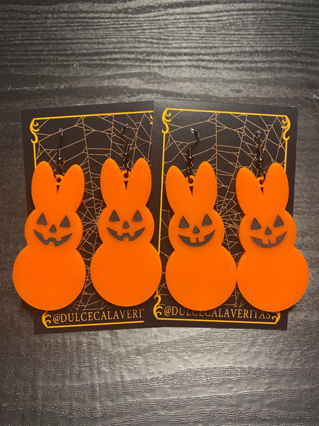 Bunny jackolantern acrylic peep earrings